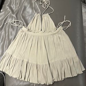 Cotton Candy LA sage green cotton mini dress